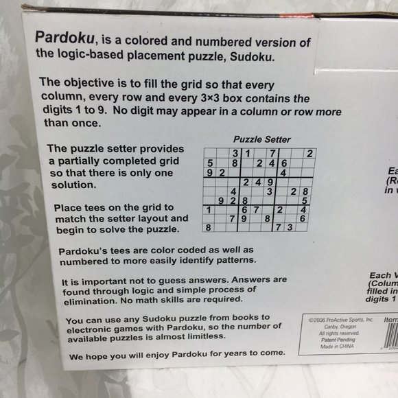 Pardoku Golf Version of Sudoku NWT - Picture 8 of 9